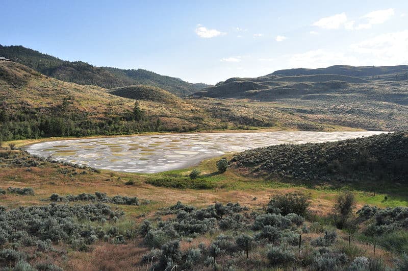 Ein See aus verschiedenfarbigen Pools: Der Spotted Lake nahe Osoyoos, British Columbia