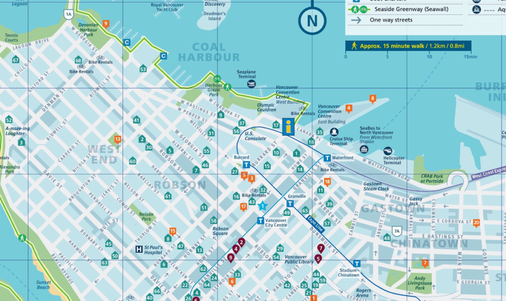 Karte Downtown Vancouver zum Download