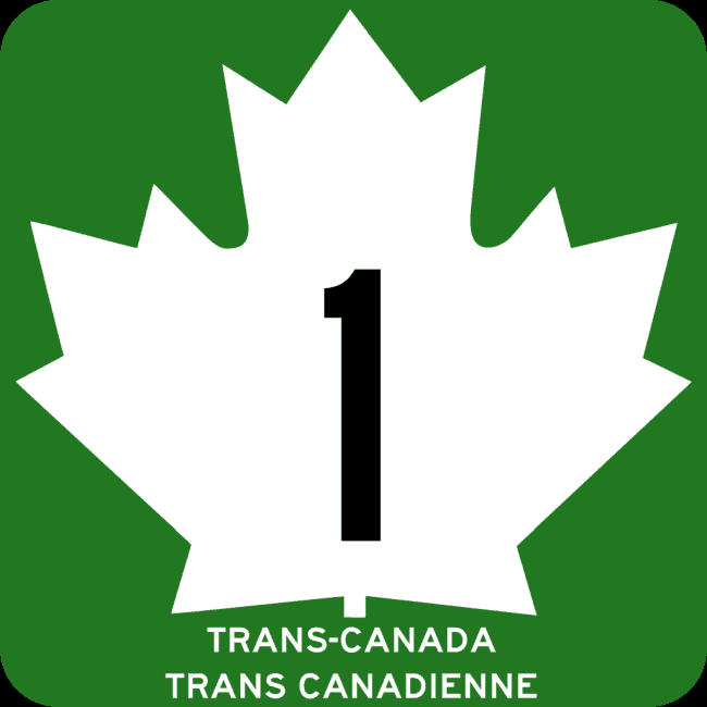 Die charakteristische Straßenbeschilderung des Trans-Canada Highway.