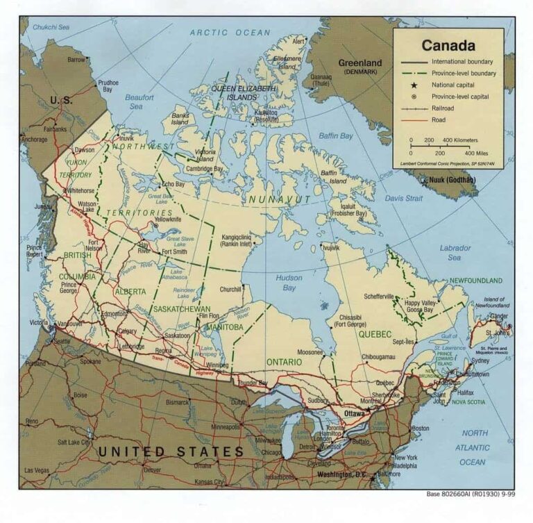 Die politische Karte Kanadas.