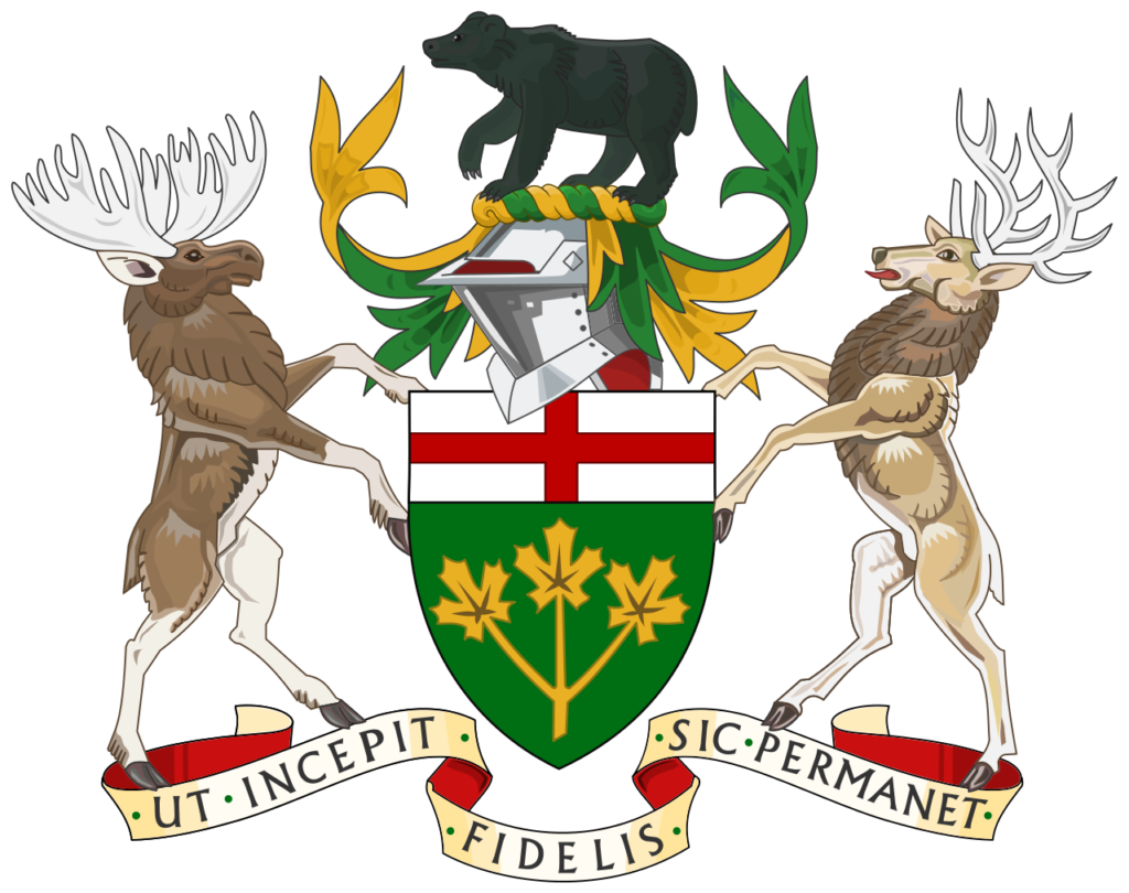 Das Wappen der Provinz Ontario mit dem Wahlspruch. Graphik Echando una mano / CC BY-SA 4.0