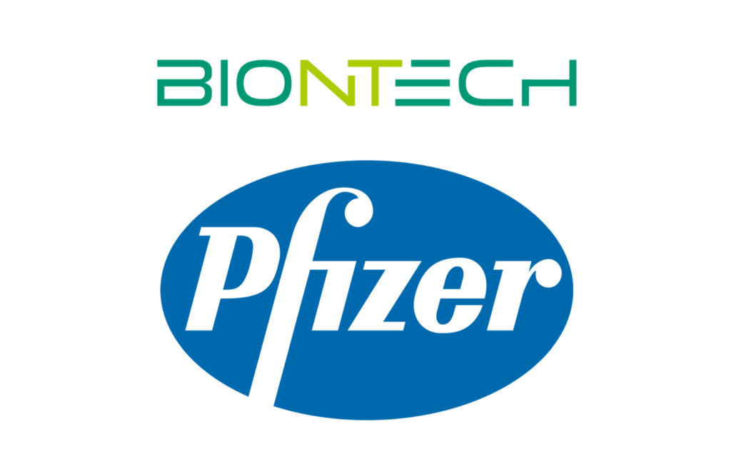 Die Logos der Firmen Biontec und Pfizer. Graphik Faszination Kanada © der Logos die jeweiligen Unternehmen.